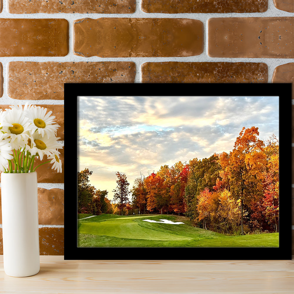 Golf Course In The Fall With Foliage, Framed Art Print Wall Decor, Picture Framed