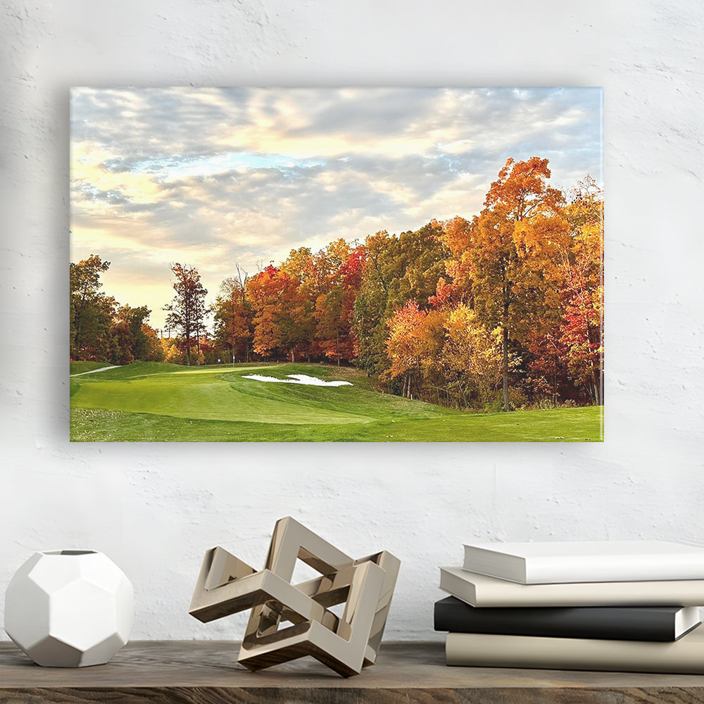 Golf Course In The Fall With Foliage, Golf Art Print,Gifts Golf Lover