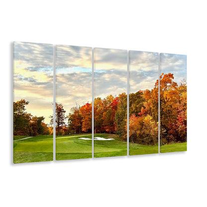 Golf Course In The Fall With Foliage, Golf Art Print, Extra Large Canvas Print Wall Art