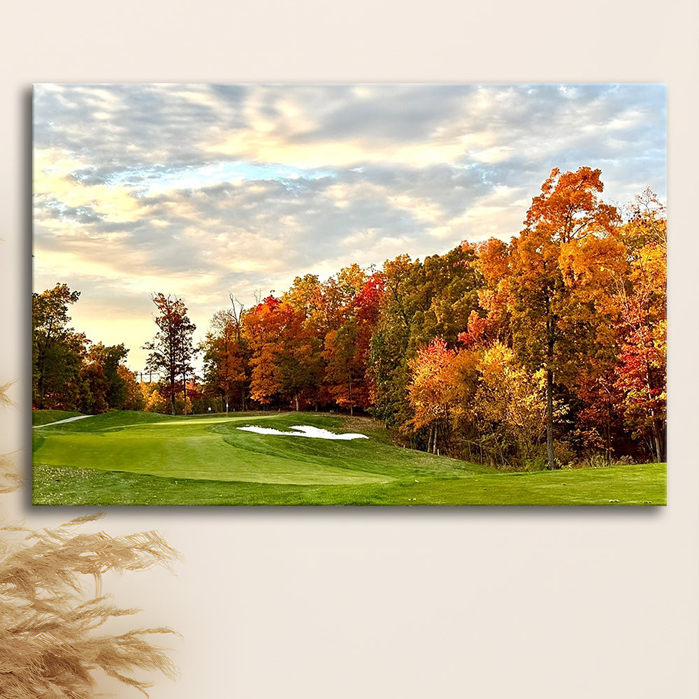 Golf Course In The Fall With Foliage, Golf Art Print,Gifts Golf Lover