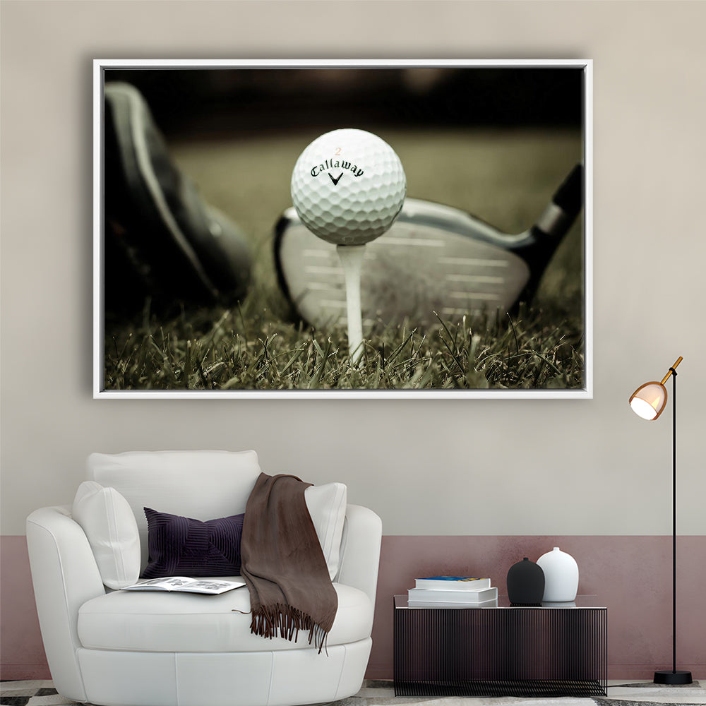 Golf Wall Art Set,Motivational Golf Ball Canvas,Sports Decor Wall Art, Framed Cavas Print, Floating Frame