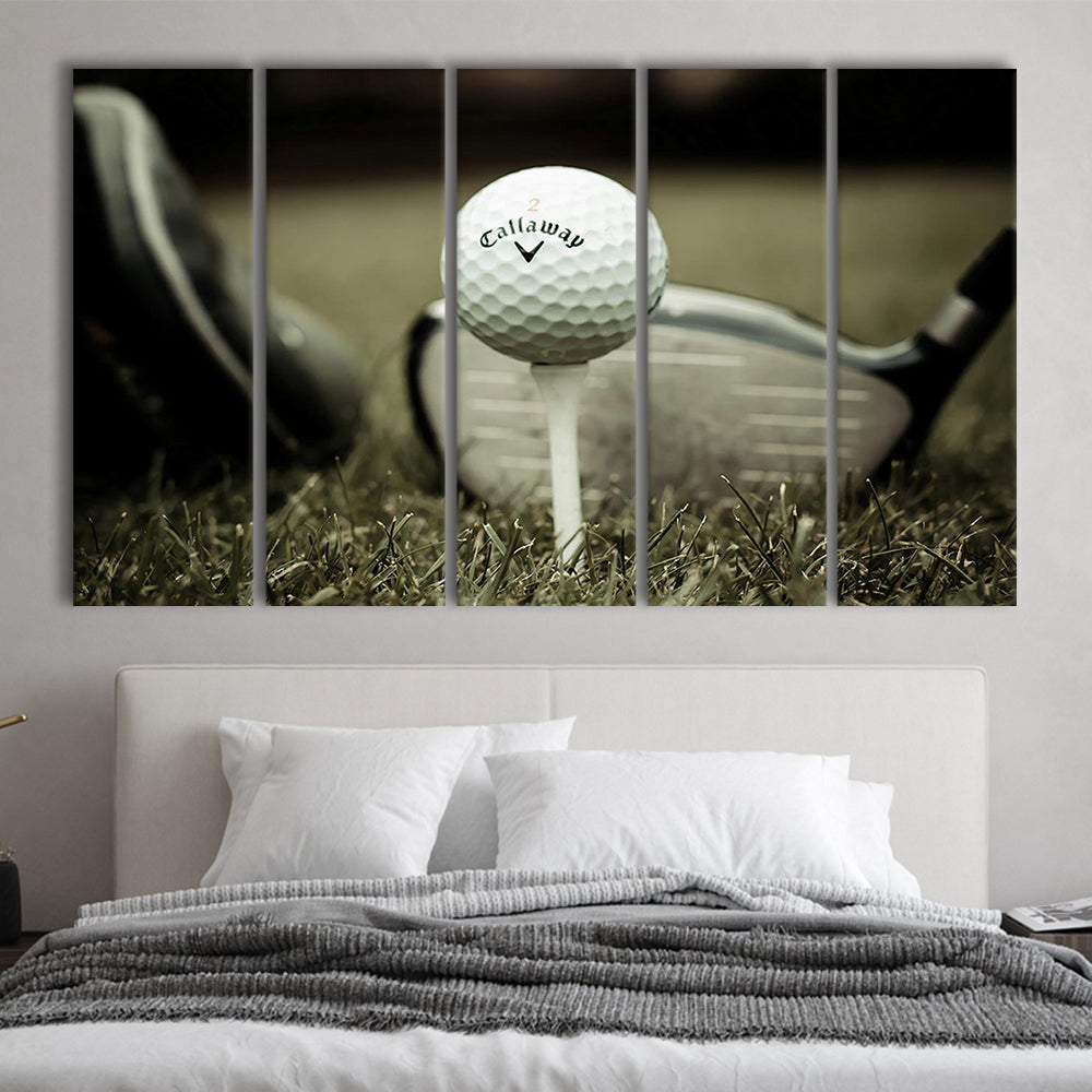 Golf Wall Art Set,Motivational Golf Ball Canvas,Sports Decor, 5 Piece B Extra Large Cavas Print Wall Art Decor