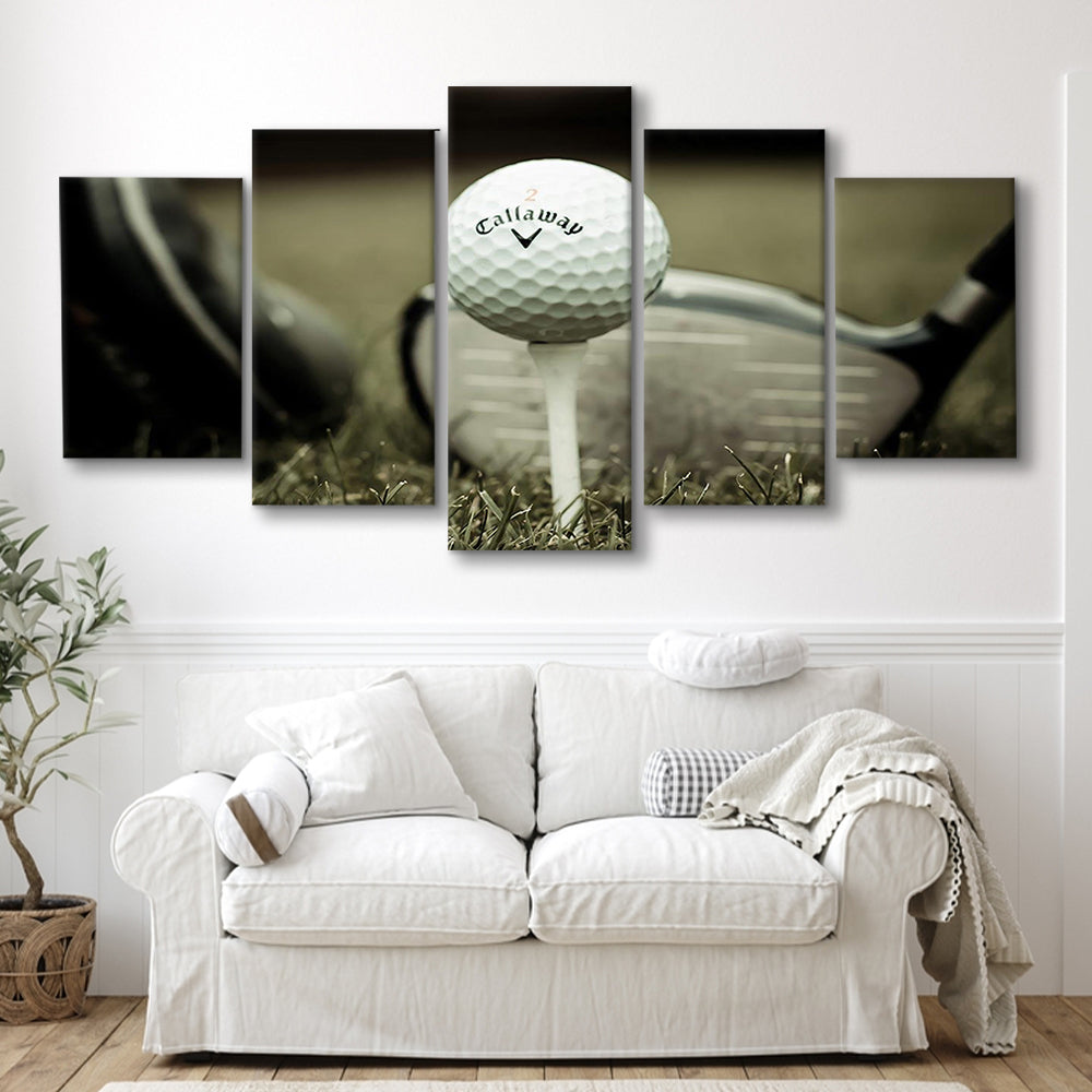 Golf Wall Art Set,Motivational Golf Ball Canvas,Sports Decor for Inspirational Wall Art, 5 Piece Large Cavas Print Wall Art