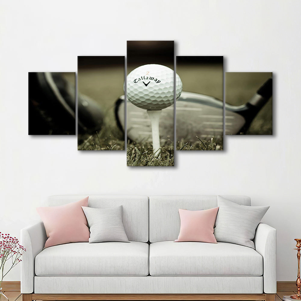 Golf Wall Art Set,Motivational Golf Ball Canvas,Sports Decor for Inspirational Wall Art, 5 Piece Large Cavas Print Wall Art