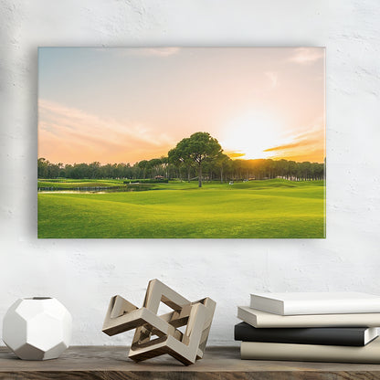 Golf Course At Sunset With Beautiful Sky, Golf Art Print,Gifts Golf Lover