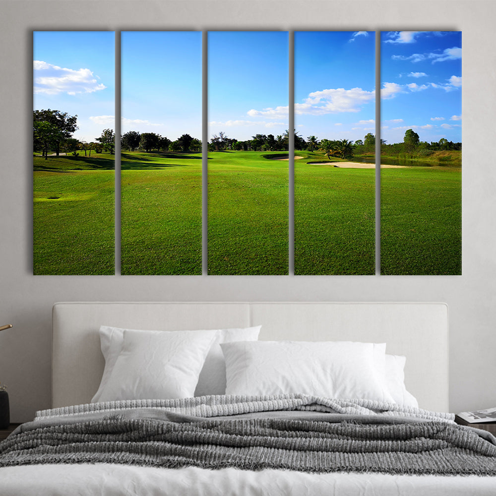 Golf Course Landscape, Golf Art Print, Extra Large Canvas Print Wall Art