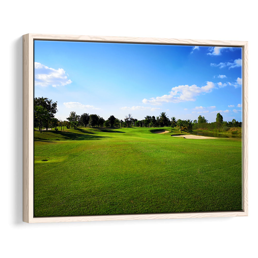 Golf Course Landscape, Floating Framed Canvas Print Wall Art