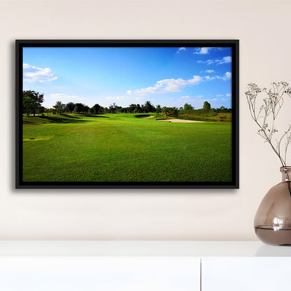 Golf Course Landscape, Floating Framed Canvas Print Wall Art