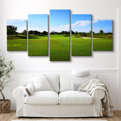 Golf Course Landscape, Golf Art Print, 5 Pieces Mixed Canvas Print Wall Art