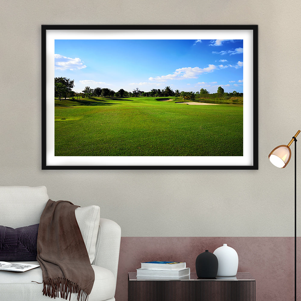 Golf Course Landscape, Goft Art Print, Framed Art Print White Border Wall Decor