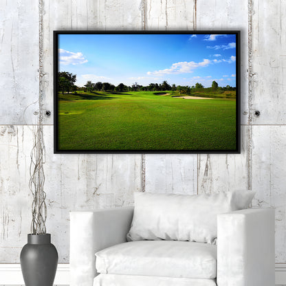 Golf Course Landscape, Floating Framed Canvas Print Wall Art