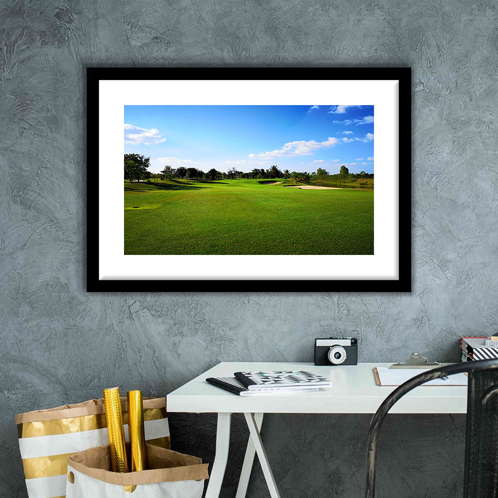 Golf Course Landscape, Goft Art Print, Framed Art Print White Border Wall Decor