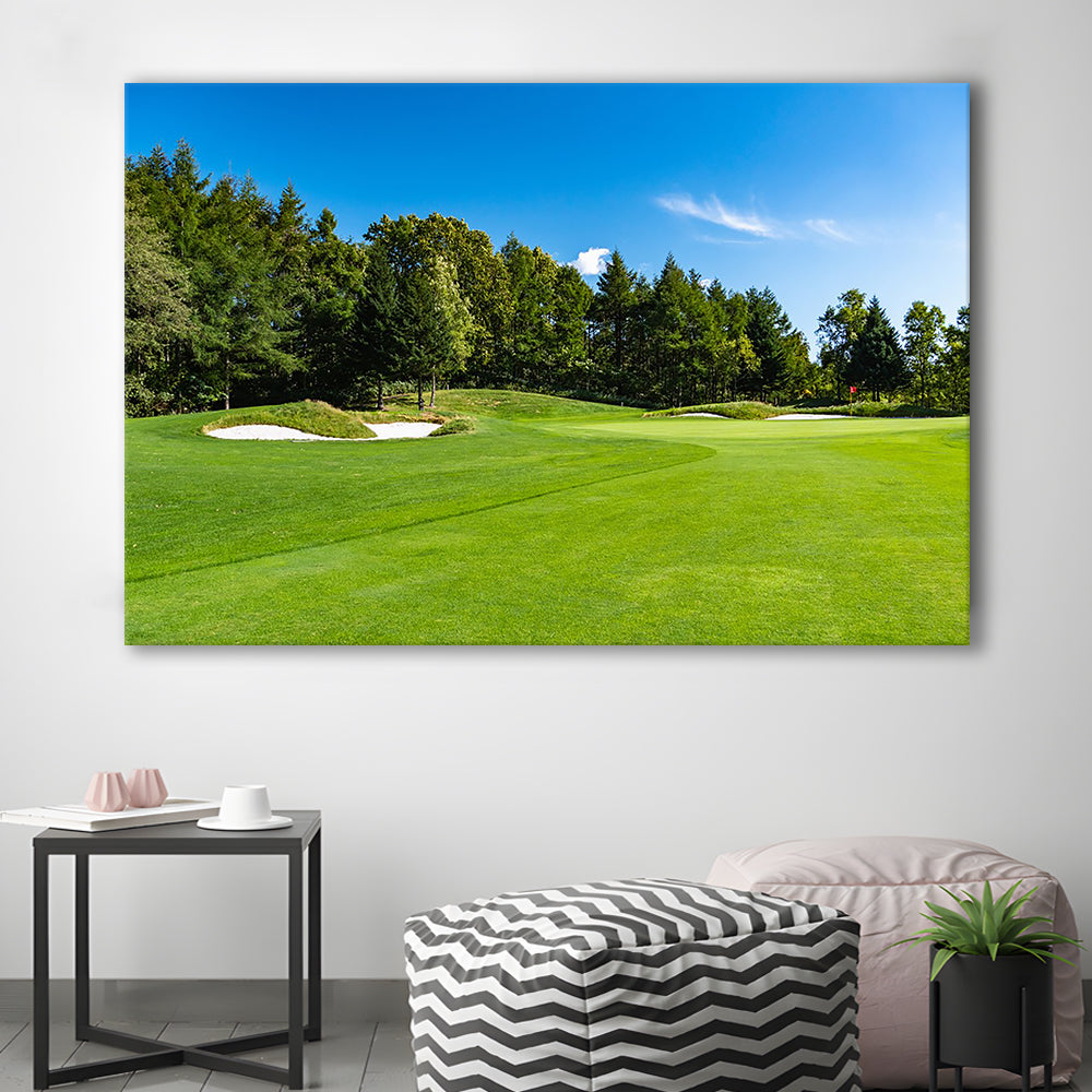 Golf Course With A Rich Green Turf Beautiful Scenery, Golf Art Print,Gifts Golf Lover