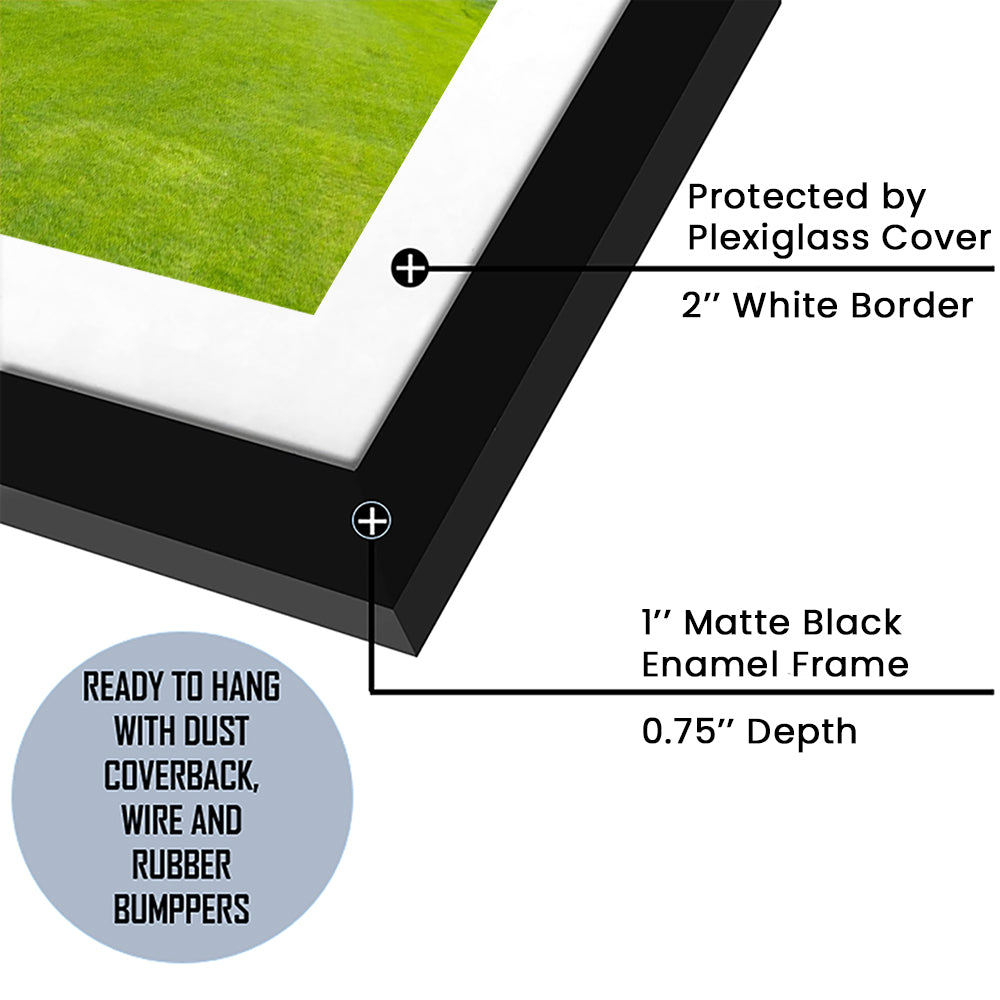 Golf Course With A Rich Green Turf Beautiful Scenery, Goft Art Print, Framed Art Print White Border Wall Decor
