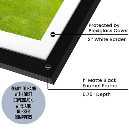 Golf Course With A Rich Green Turf Beautiful Scenery, Goft Art Print, Framed Art Print White Border Wall Decor