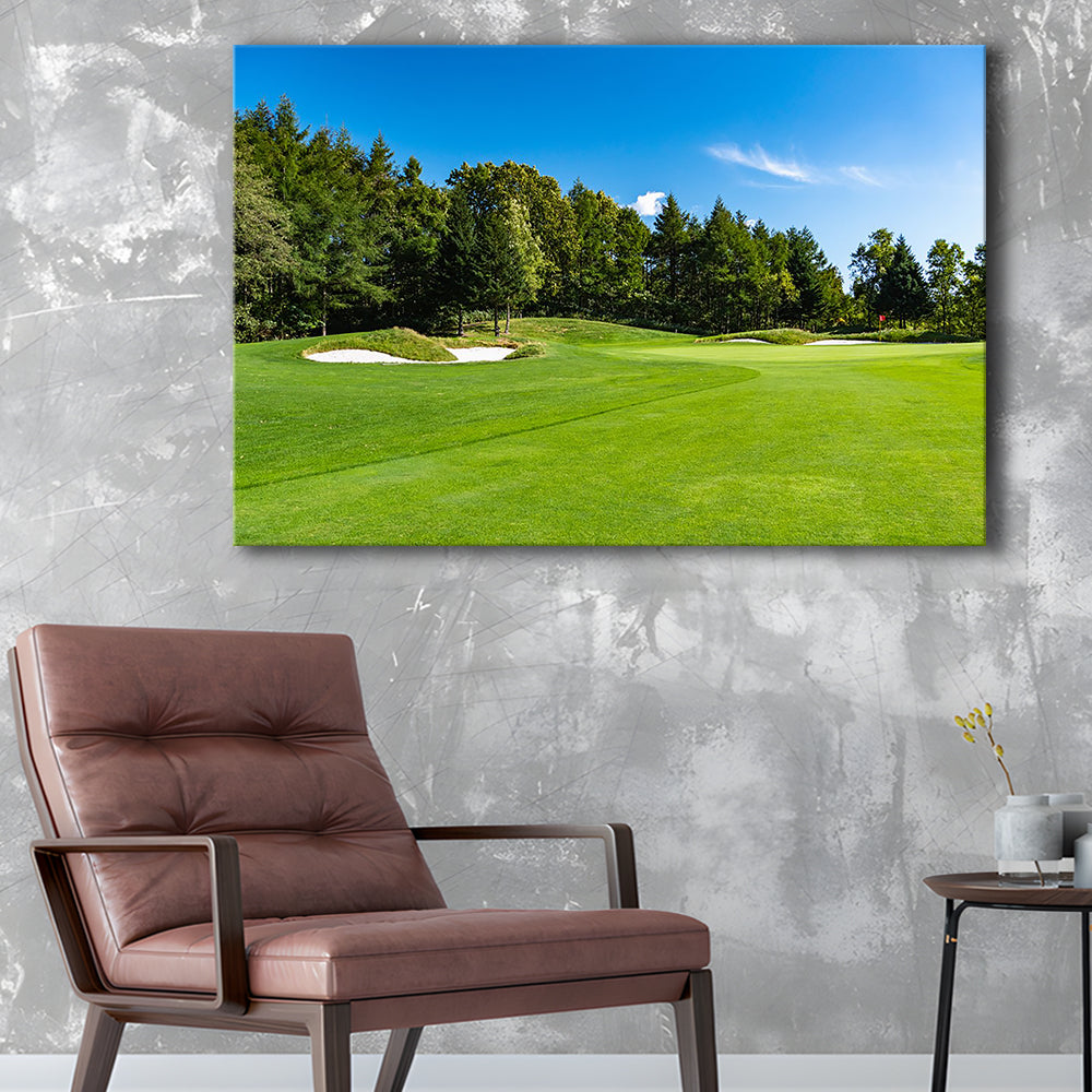 Golf Course With A Rich Green Turf Beautiful Scenery, Golf Art Print,Gifts Golf Lover