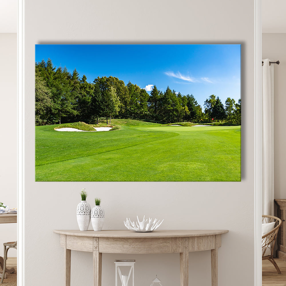 Golf Course With A Rich Green Turf Beautiful Scenery, Golf Art Print,Gifts Golf Lover