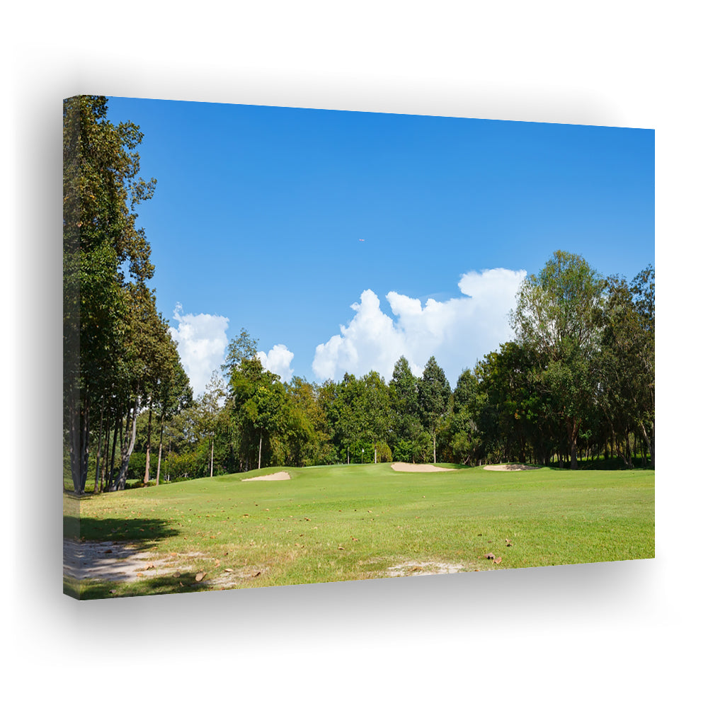 Golf Course With Blue Sky Background, Golf Art Print,Gifts Golf Lover