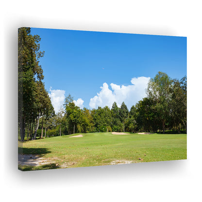 Golf Course With Blue Sky Background, Golf Art Print,Gifts Golf Lover