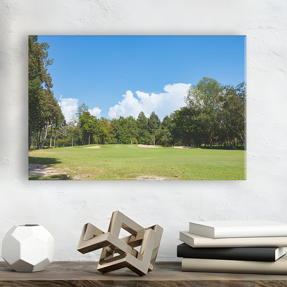 Golf Course With Blue Sky Background, Golf Art Print,Gifts Golf Lover