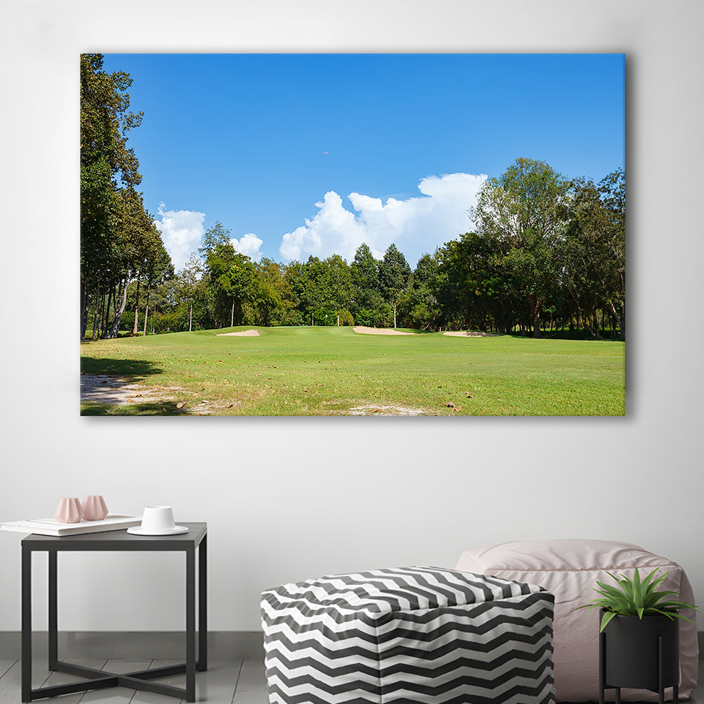 Golf Course With Blue Sky Background, Golf Art Print,Gifts Golf Lover