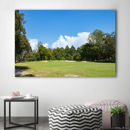 Golf Course With Blue Sky Background, Golf Art Print,Gifts Golf Lover