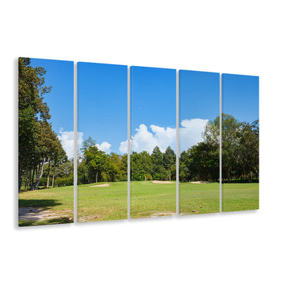 Golf Course With Blue Sky Background, Golf Art Print, Extra Large Canvas Print Wall Art