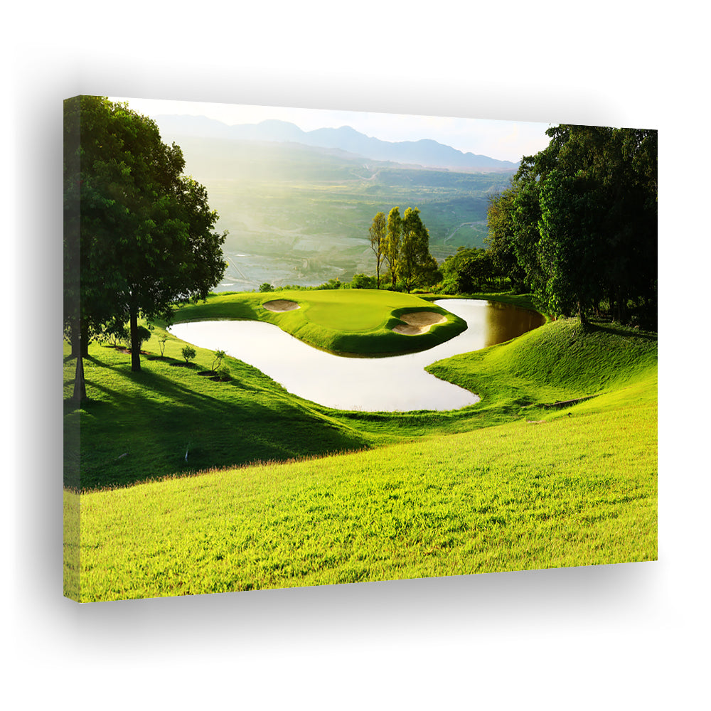 Golf Course With Gorgeous Green And Pond, Golf Art Print,Gifts Golf Lover