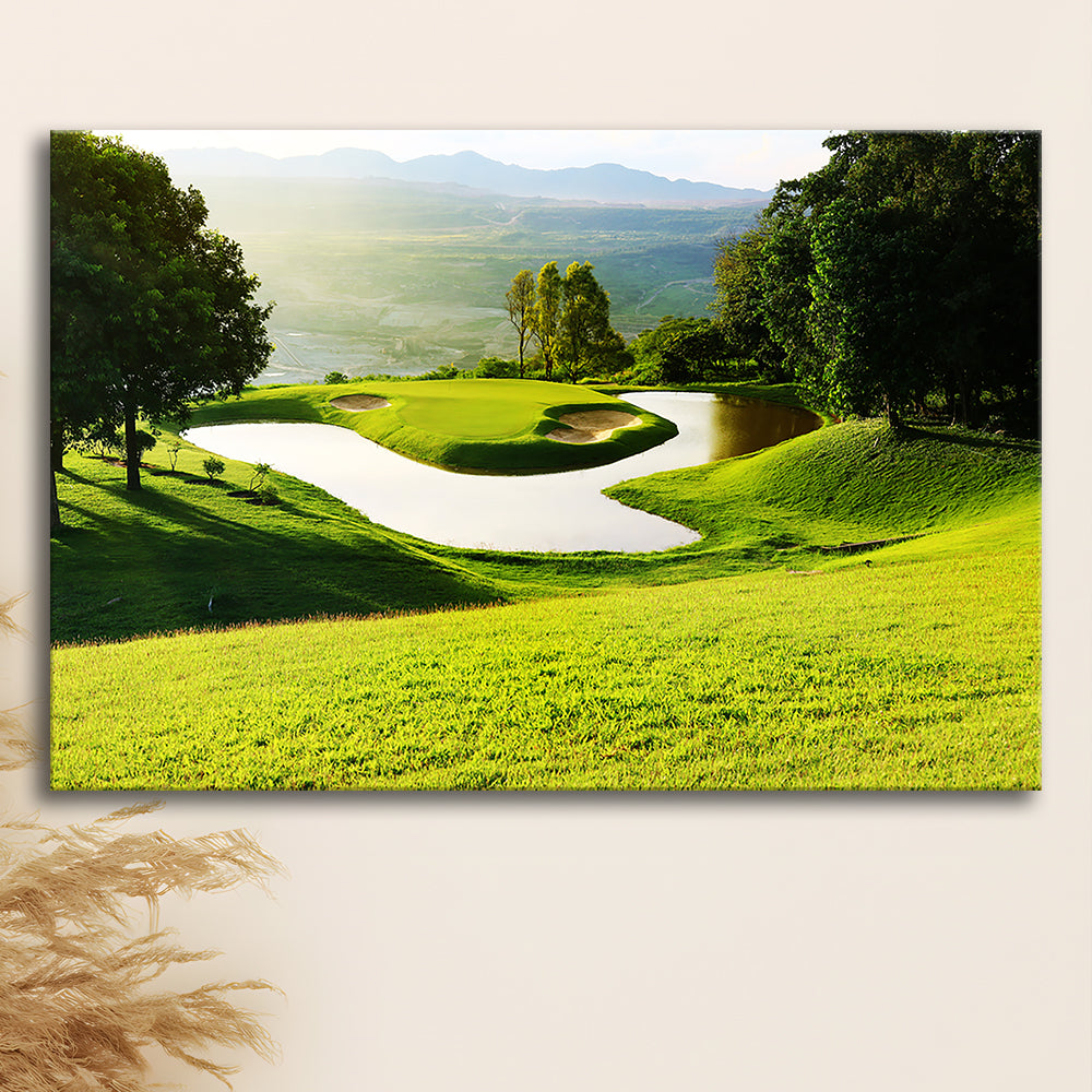 Golf Course With Gorgeous Green And Pond, Golf Art Print,Gifts Golf Lover