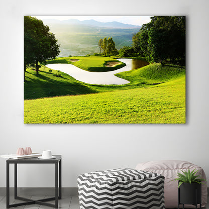 Golf Course With Gorgeous Green And Pond, Golf Art Print,Gifts Golf Lover