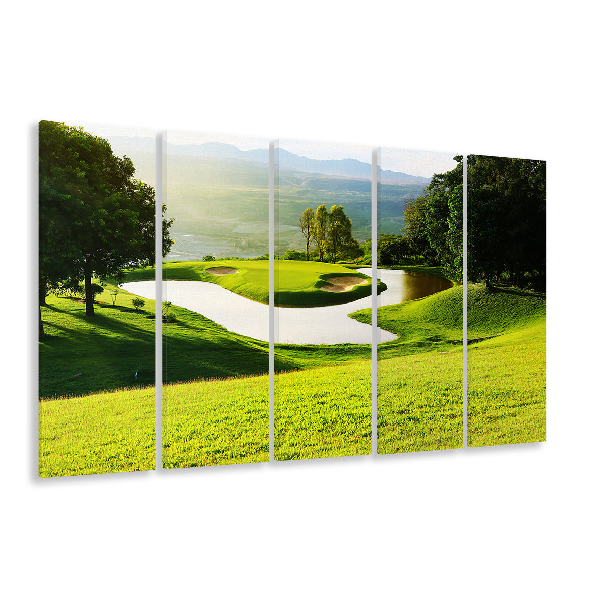 Golf Course With Gorgeous Green And Pond, Golf Art Print, Extra Large Canvas Print Wall Art