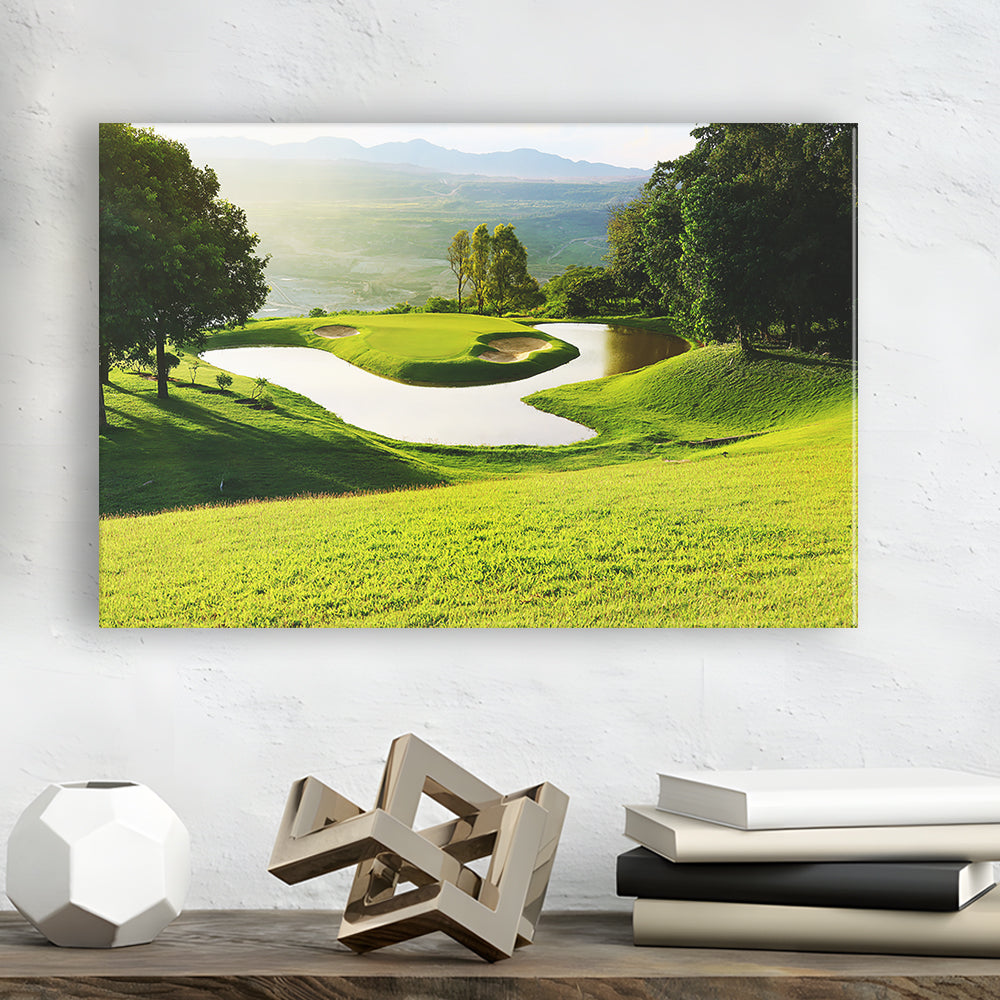 Golf Course With Gorgeous Green And Pond, Golf Art Print,Gifts Golf Lover