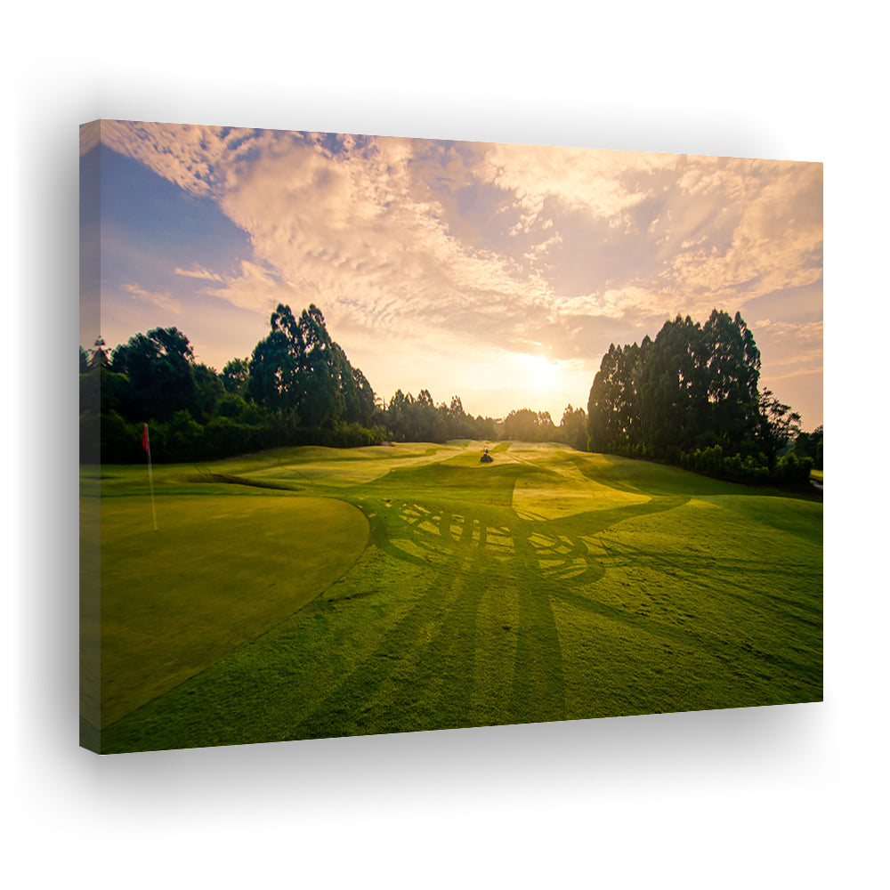 Golf Field In The Sunrise, Golf Art Print,Gifts Golf Lover