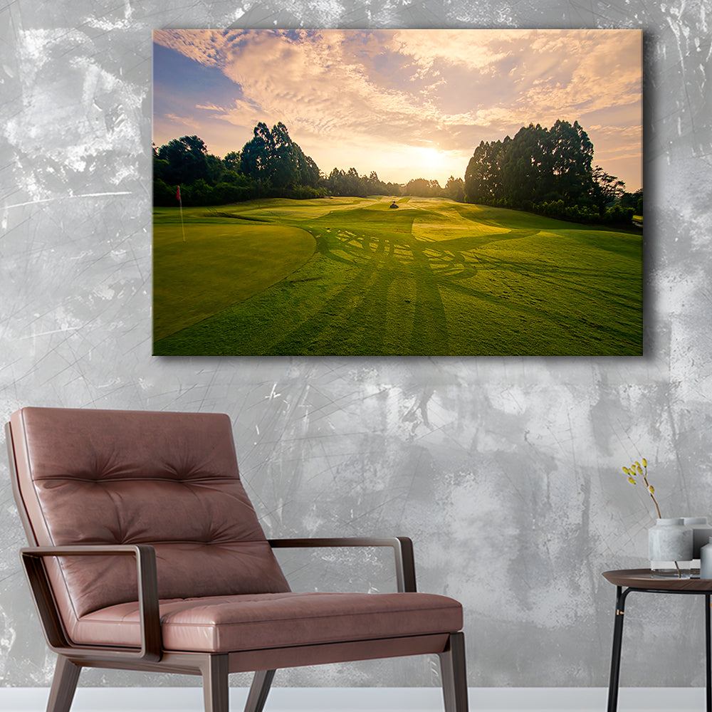 Golf Field In The Sunrise, Golf Art Print,Gifts Golf Lover