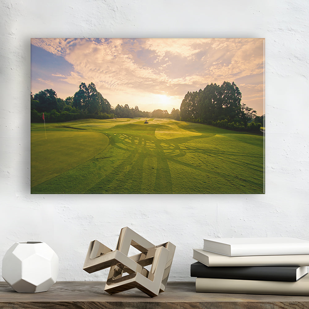 Golf Field In The Sunrise, Golf Art Print,Gifts Golf Lover