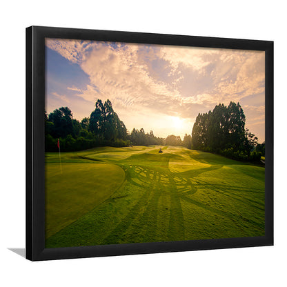 Golf Field In The Sunrise, Framed Art Print Wall Decor, Picture Framed