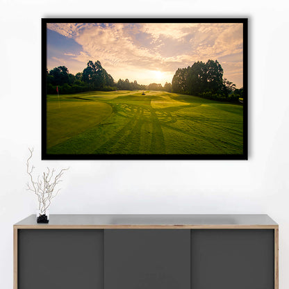 Golf Field In The Sunrise, Framed Art Print Wall Decor, Picture Framed