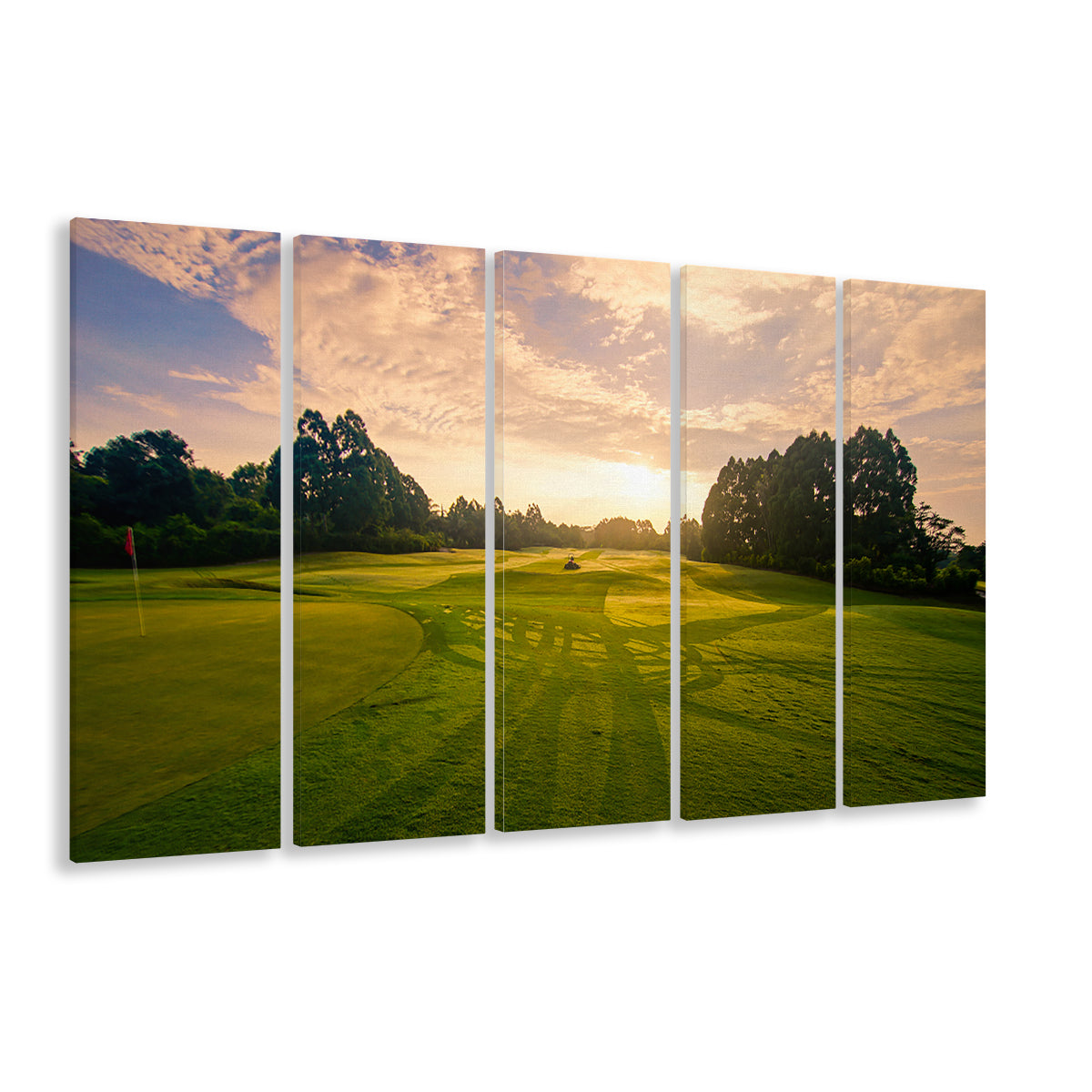 Golf Field In The Sunrise, Golf Art Print, Extra Large Canvas Print Wall Art