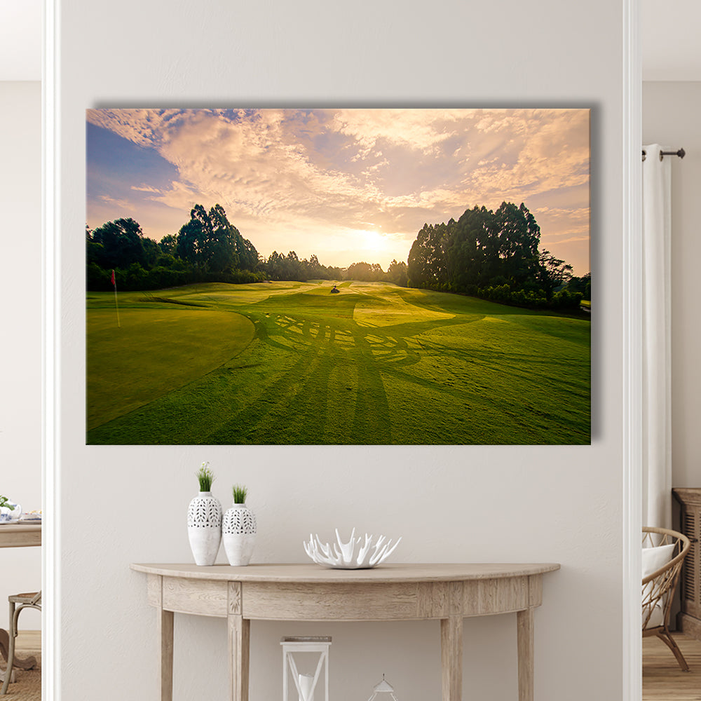 Golf Field In The Sunrise, Golf Art Print,Gifts Golf Lover