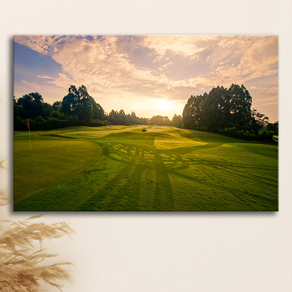 Golf Field In The Sunrise, Golf Art Print,Gifts Golf Lover