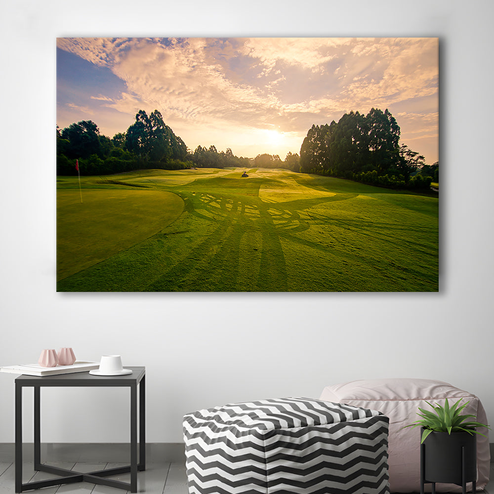 Golf Field In The Sunrise, Golf Art Print,Gifts Golf Lover