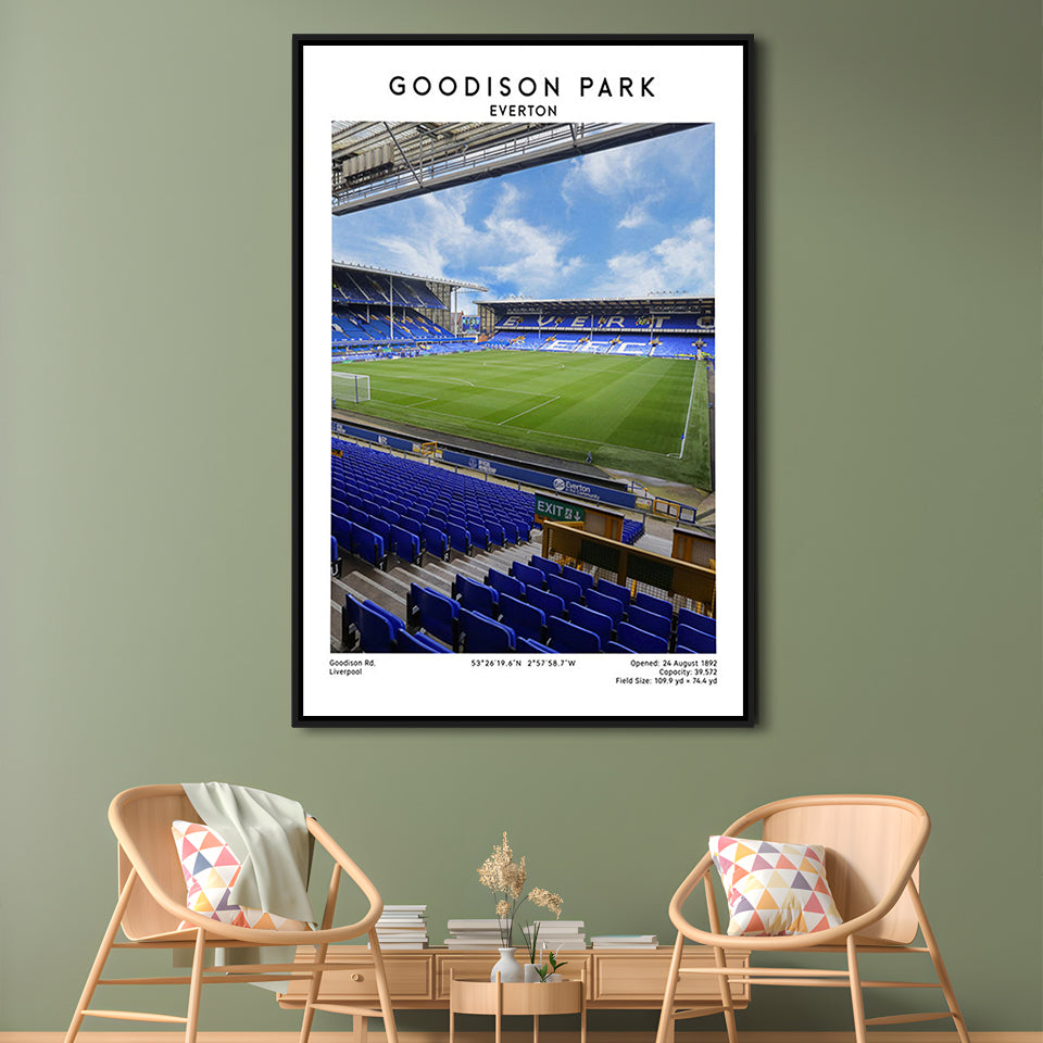 Goodison Park Print, Everton Stadium Wall Art, Football Stadium Art Decor, Framed Canvas Prints Wall Art