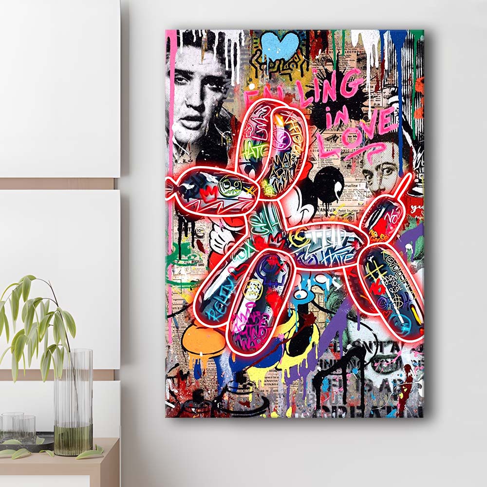 Graffiti Balloon Dog, Colorful Graffiti Painting Art, Canvas Print, Luxury Wall Art Decor, Modern Art