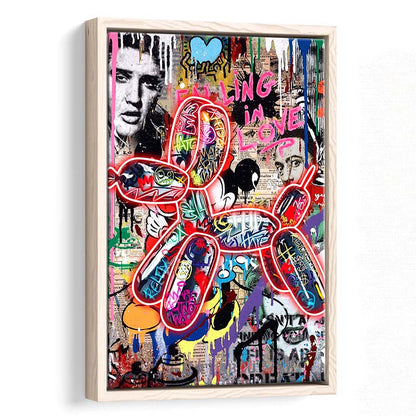 Graffiti Balloon Dog, Colorful Graffiti Painting Art, Framed Canvas Print, Floating Frame, Luxury Wall Art Decor