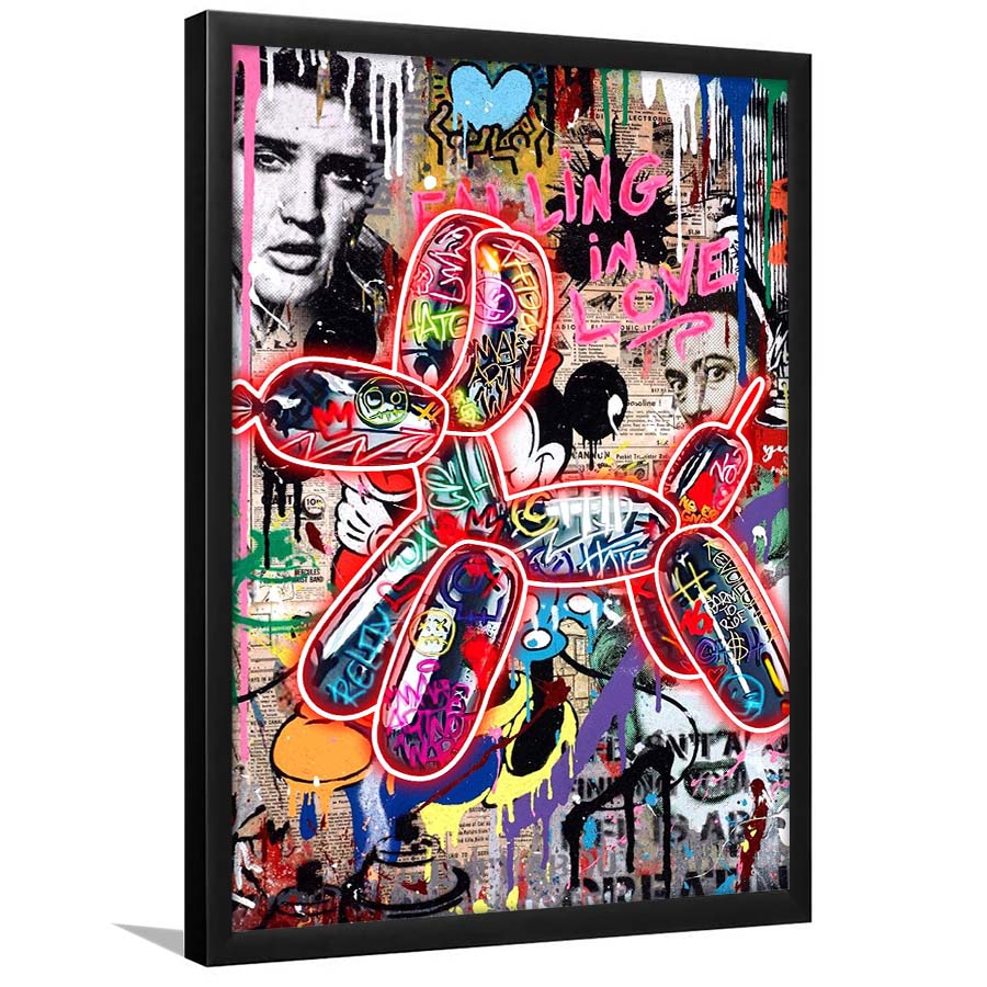 Graffiti Balloon Dog, Colorful Graffiti Painting Art, Framed Art Print, Picture Framed Wall Art Decor