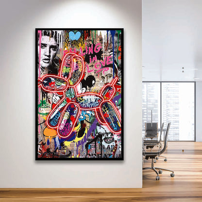 Graffiti Balloon Dog, Colorful Graffiti Painting Art, Framed Art Print, Picture Framed Wall Art Decor