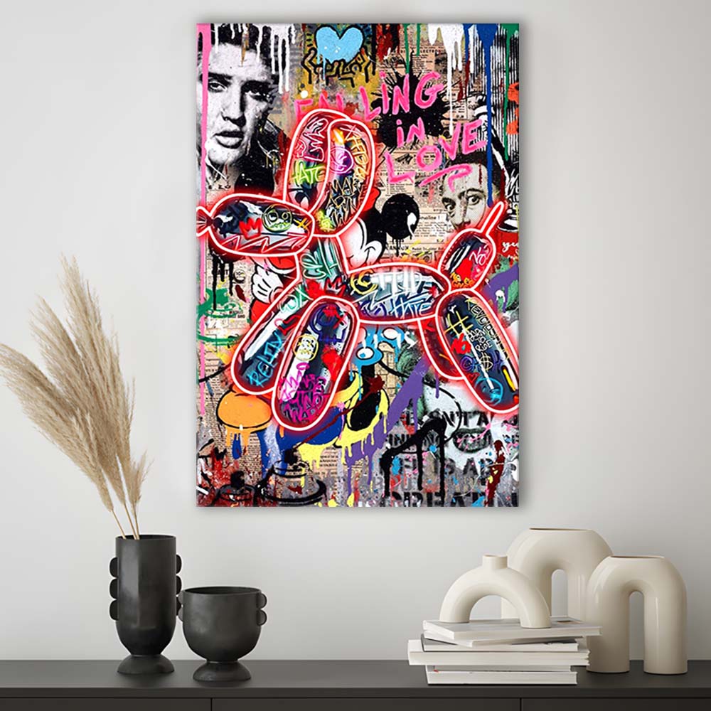 Graffiti Balloon Dog, Colorful Graffiti Painting Art, Canvas Print, Luxury Wall Art Decor, Modern Art