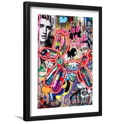 Graffiti Balloon Dog, Colorful Graffiti Painting Art, Framed Art Print, Luxury Pictures Framed, White Border