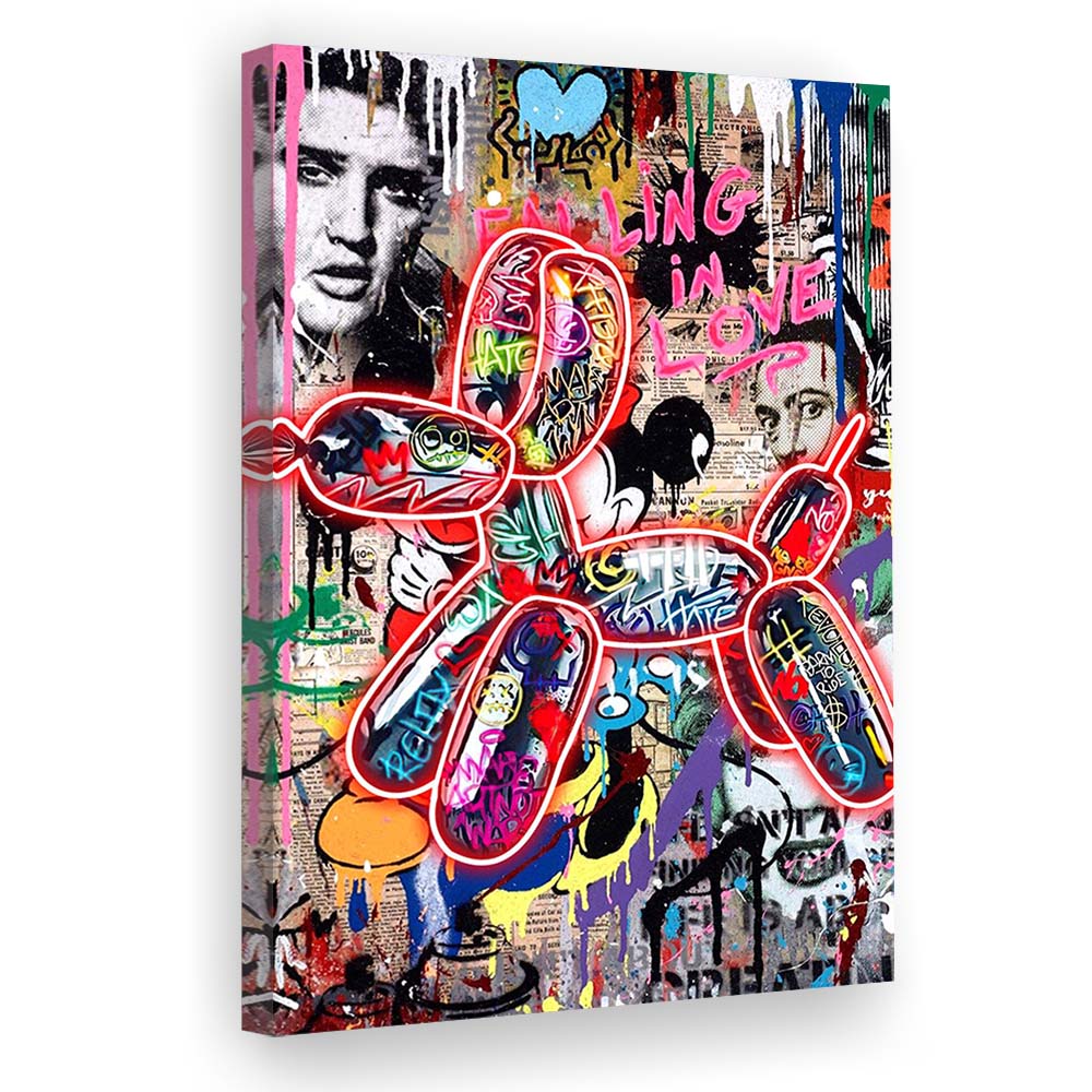 Graffiti Balloon Dog, Colorful Graffiti Painting Art, Canvas Print, Luxury Wall Art Decor, Modern Art