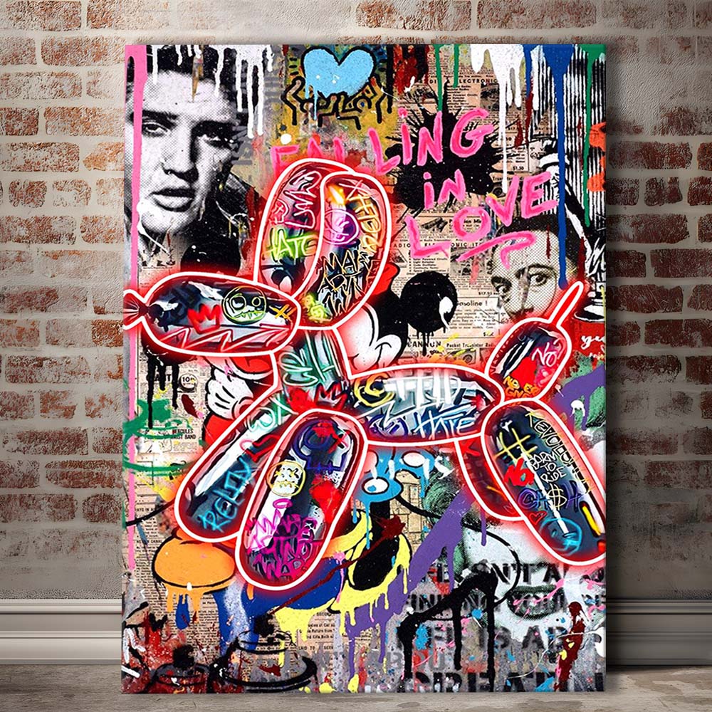 Graffiti Balloon Dog, Colorful Graffiti Painting Art, Canvas Print, Luxury Wall Art Decor, Modern Art